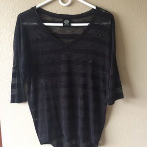 Bobeau burnout tee with metallic gold threading